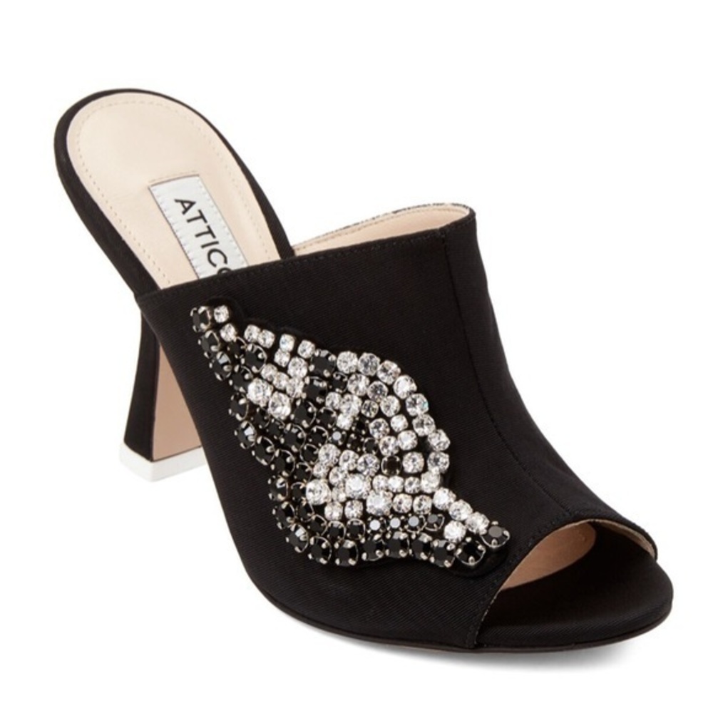 ATTICO Black Pamela Crystal-Embellished Mule Pumps